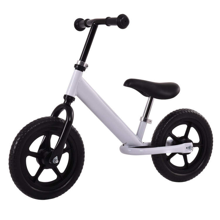 12 Inch Kids No-Pedal Bike with Adjustable Seat-WhiteCostway Gallery View 3 of 7