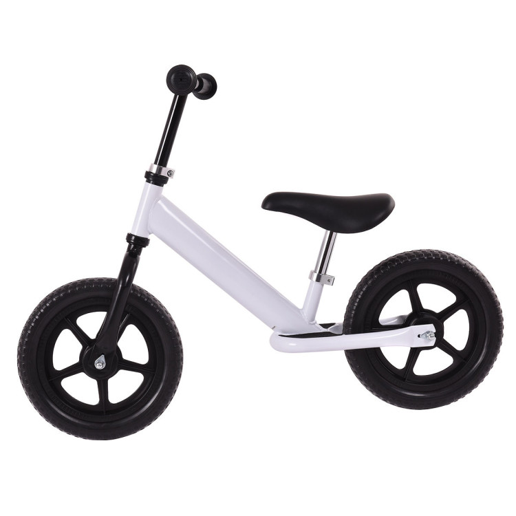 12 Inch Kids No-Pedal Bike with Adjustable Seat-WhiteCostway Gallery View 4 of 7