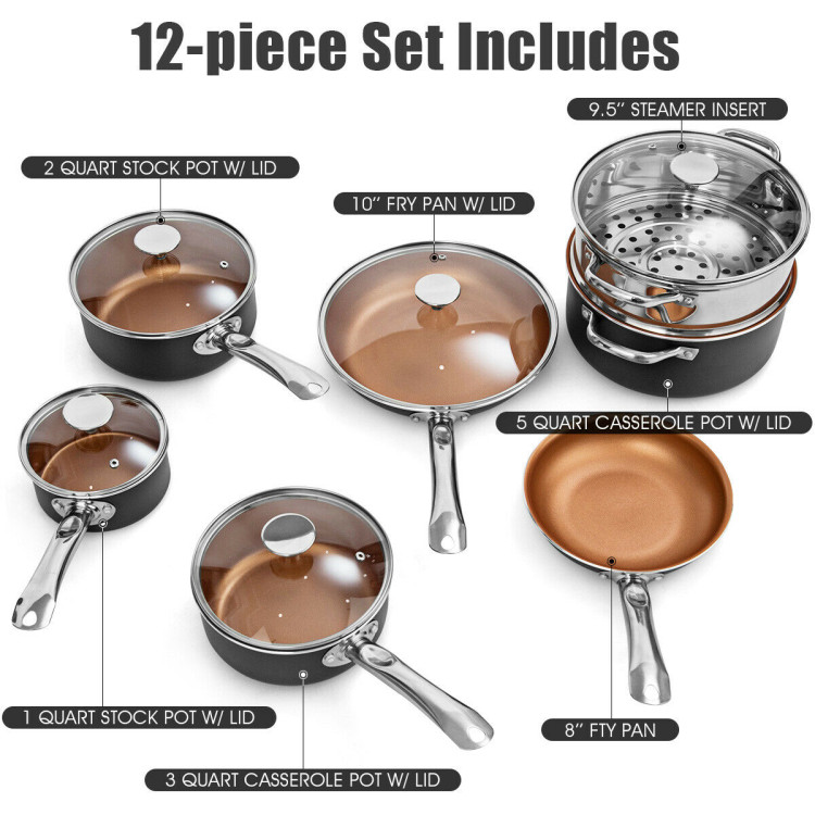 12-Piece Safe Non-stick Cookware SetCostway Gallery View 11 of 11