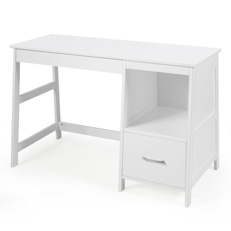 47.5 Inch Modern Home Computer Desk with 2 Storage Drawers-WhiteCostway Gallery View 12 of 13