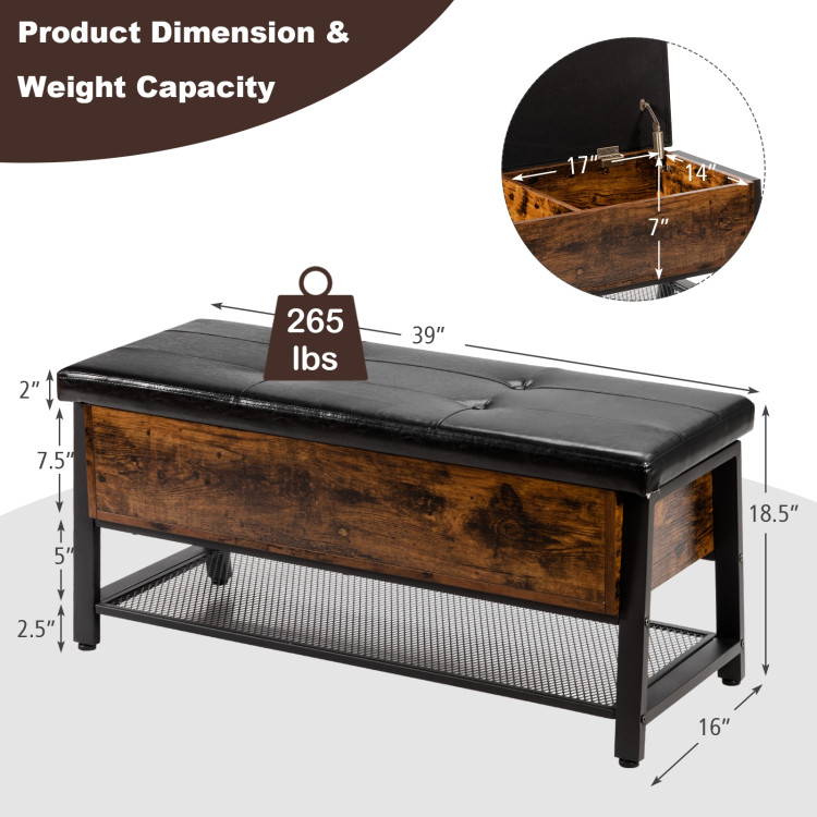 Industrial Storage Shoe Bench with Two Divided SpaceCostway Gallery View 5 of 10