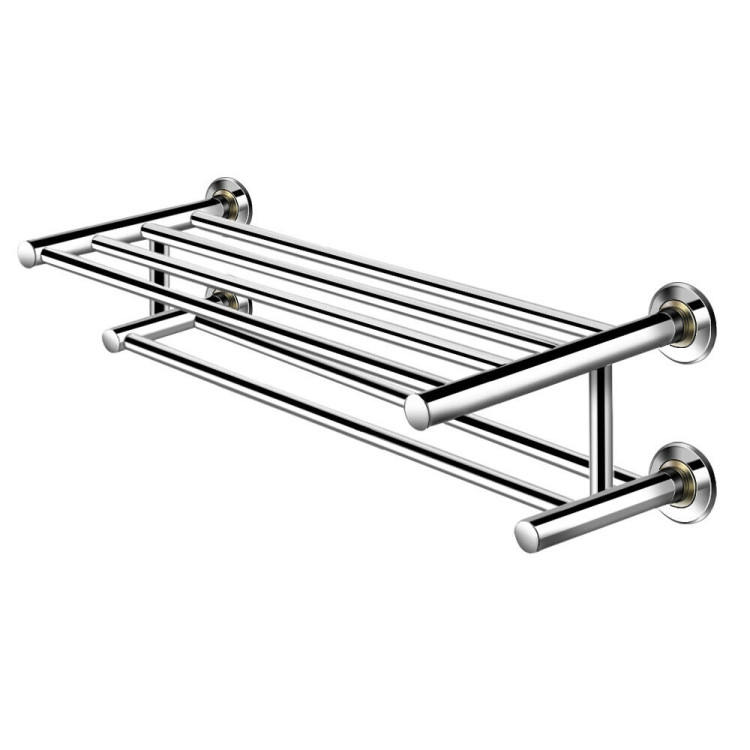 24 Inch Wall Mounted Stainless Steel Towel Storage Rack with 2 Storage TierCostway Gallery View 4 of 10