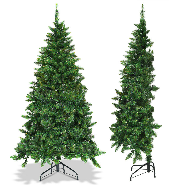 Pre-Lit Artificial Half National Christmas Tree with 8 Flash Modes-5 ftCostway Gallery View 4 of 9