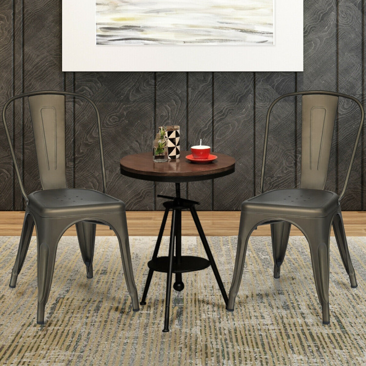 4 Pcs Modern Bar Stools with Removable Back and Rubber Feet-GunCostway Gallery View 2 of 9
