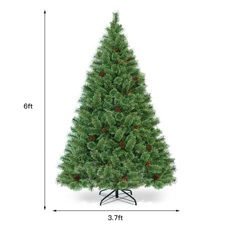 6 Feet Pre-Lit PVC Artificial Carolina Pine Tree with LED LightsCostway Gallery View 4 of 9