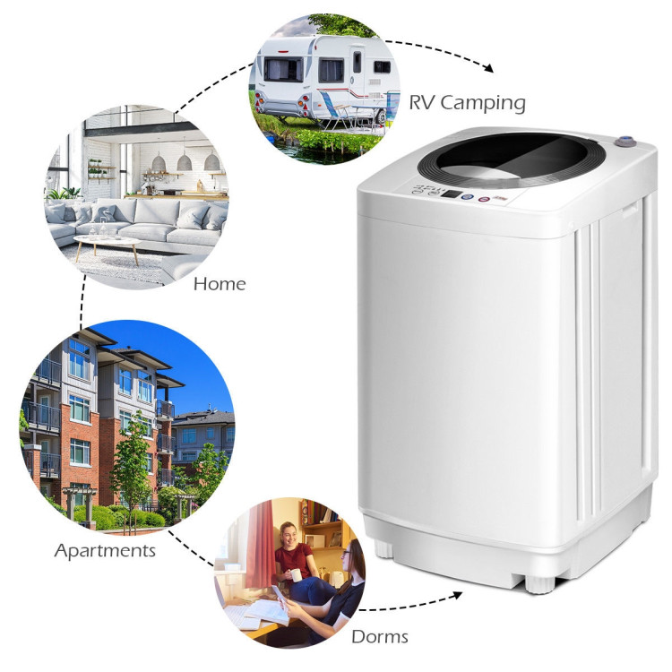 Portable 7.7 lbs Automatic Laundry Washing Machine with Drain PumpCostway Gallery View 3 of 12