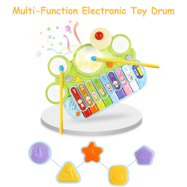 3-in-1 Electronic Piano Xylophone Game Drum SetCostway Gallery View 2 of 10