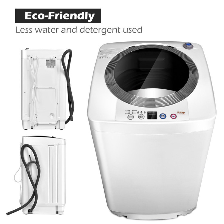 Portable 7.7 lbs Automatic Laundry Washing Machine with Drain PumpCostway Gallery View 5 of 12