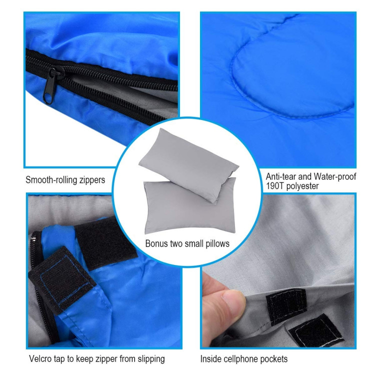 2 Person Waterproof Sleeping Bag with 2 Pillows - Costway