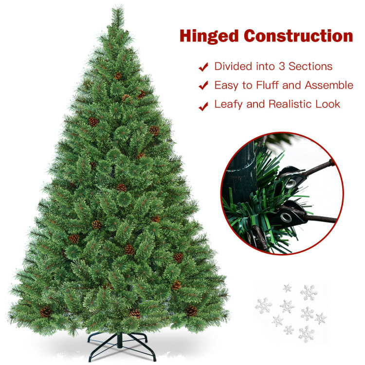 6 Feet Pre-Lit PVC Artificial Carolina Pine Tree with LED LightsCostway Gallery View 5 of 9