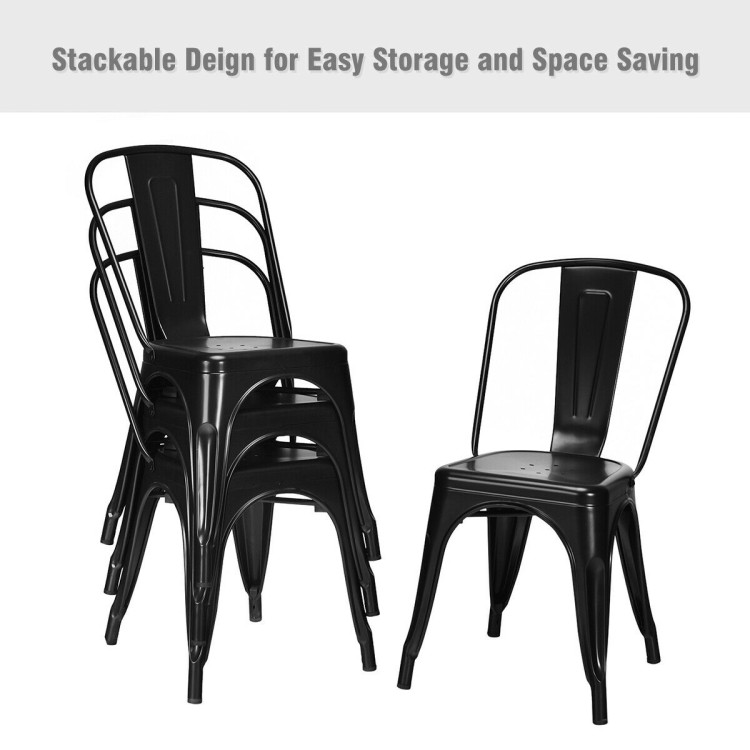 4 Pcs Modern Bar Stools with Removable Back and Rubber Feet-BlackCostway Gallery View 9 of 10