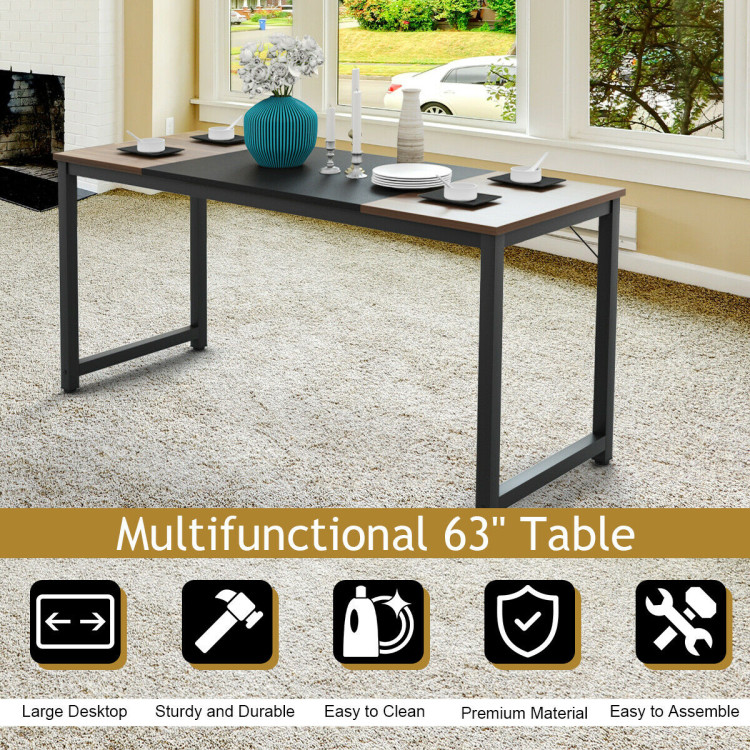 63" Rectangular Dining Room Table with Solid Metal Frame-Desktop + FrameCostway Gallery View 2 of 12