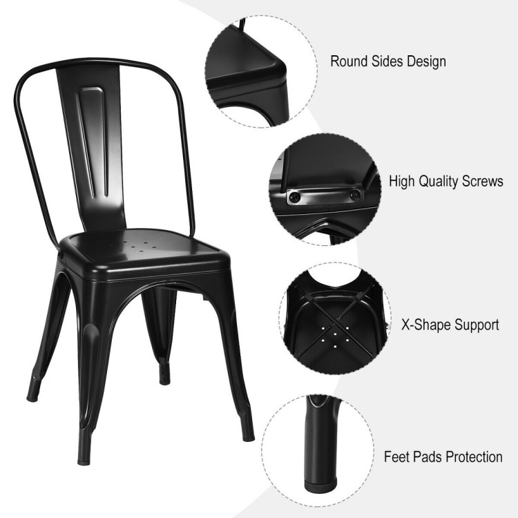 4 Pcs Modern Bar Stools with Removable Back and Rubber Feet-BlackCostway Gallery View 3 of 10