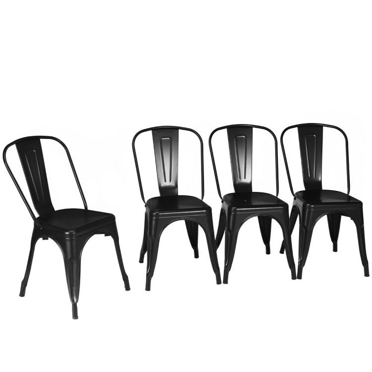 4 Pcs Modern Bar Stools with Removable Back and Rubber Feet-BlackCostway Gallery View 7 of 10