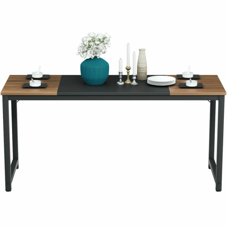 63" Rectangular Dining Room Table with Solid Metal Frame-Desktop + FrameCostway Gallery View 8 of 12