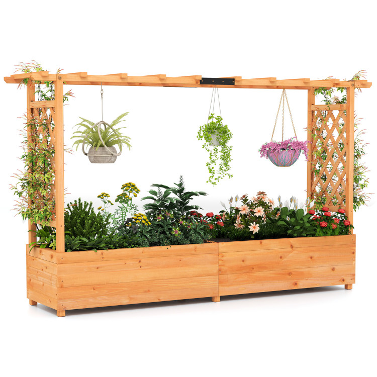 Raised Garden Bed Planter Box with Lattice Trellis Drainage Holes - Gallery View 1 of 12