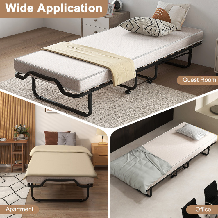 Costway Portable Memory Foam Folding Bed with Mattress Rollaway Cot Beige  Made in Italy HW68269BE - The Home Depot