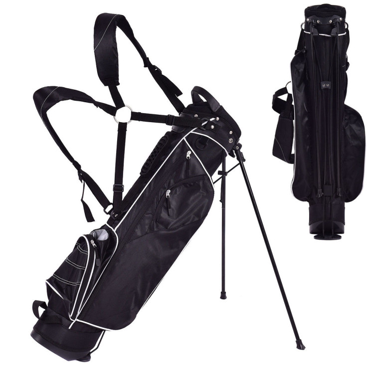 Golf Stand Cart Bag w/ 4 Way Divider Carry Organizer Pockets-BlackCostway Gallery View 3 of 9