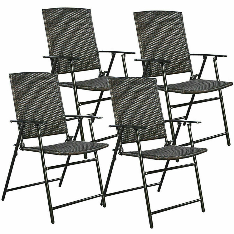 Set of 4 Rattan Folding ChairsCostway Gallery View 1 of 6