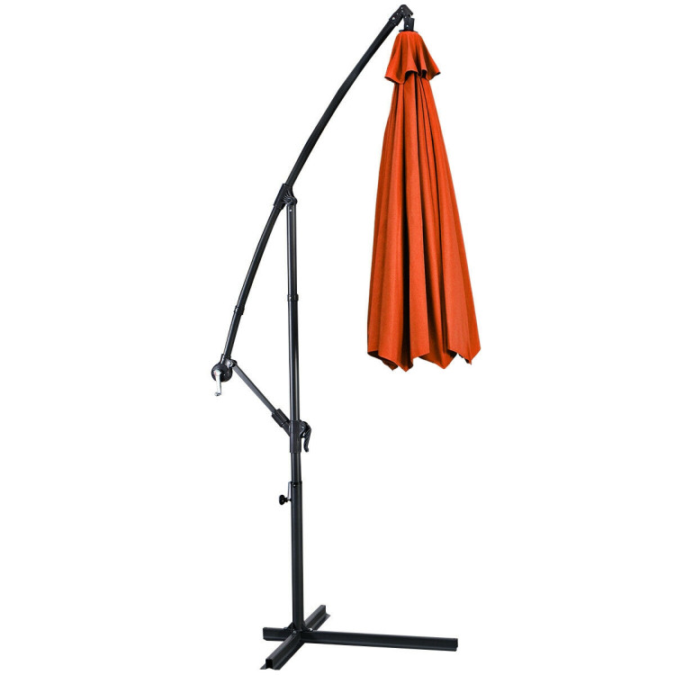 10 Feet Patio Outdoor Sunshade Hanging Umbrella without Weight Base-OrangeCostway Gallery View 8 of 10