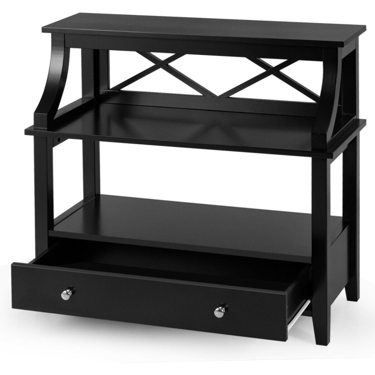 3-Tier Storage Rack End table Side Table with Slide Drawer -BlackCostway Gallery View 4 of 12