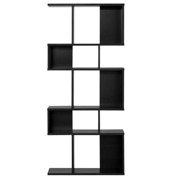 5 Cubes Ladder Shelf Corner Bookshelf Display Rack Bookcase-BlackCostway Gallery View 9 of 11