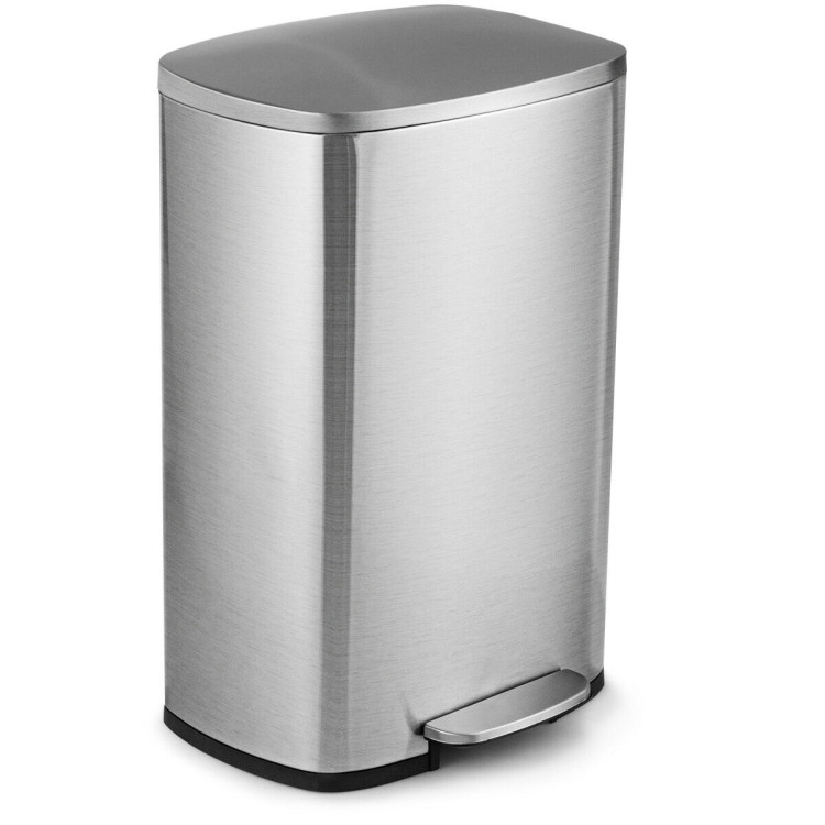 13.2 Gallon Stainless Steel Trash Garbage Can with BucketCostway Gallery View 9 of 11
