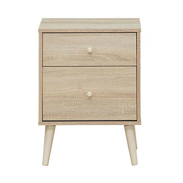 2-Drawer Nightstand Beside End Side Table with Rubber Legs-NaturalCostway Gallery View 9 of 12