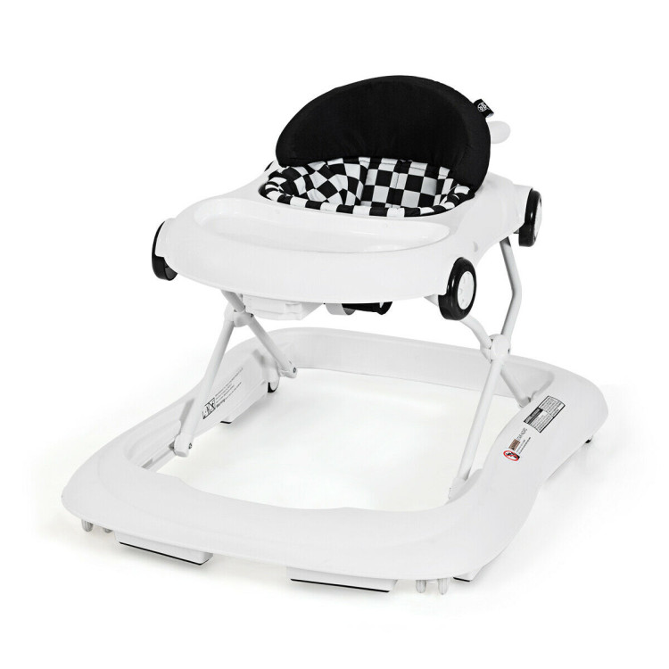 2-in-1 Foldable Baby Walker with Music Player and Lights-WhiteCostway Gallery View 6 of 8