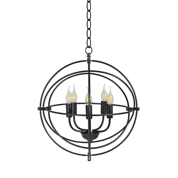 20 Inch 5 Lights Metal Chandelier with Pivoting Interlocking RingsCostway Gallery View 10 of 13
