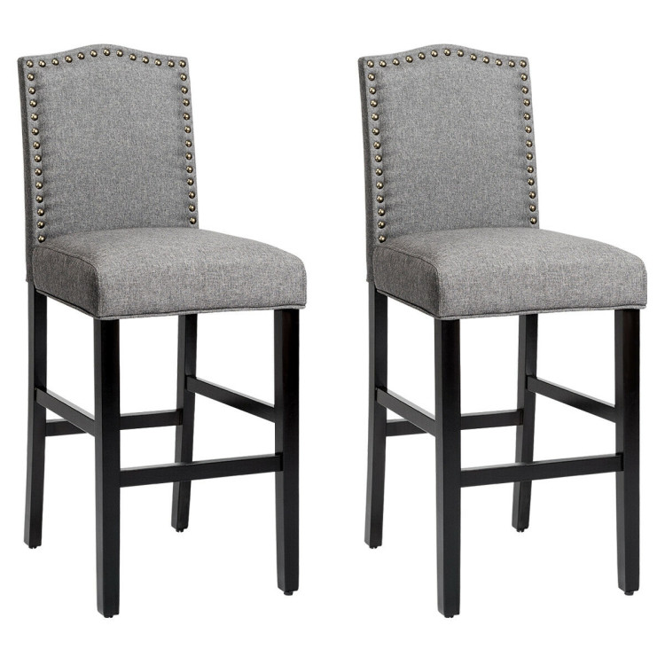Set of 2 Counter Height Dining Side Barstools with Thick Cushion-GrayCostway Gallery View 1 of 7