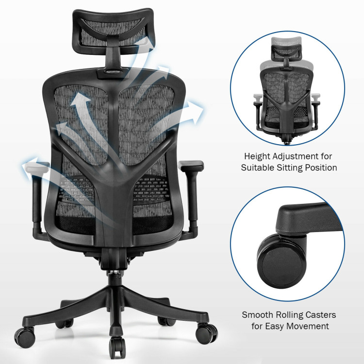 Costway Black Ergonomic Mesh Office Chair Adjustable High Back