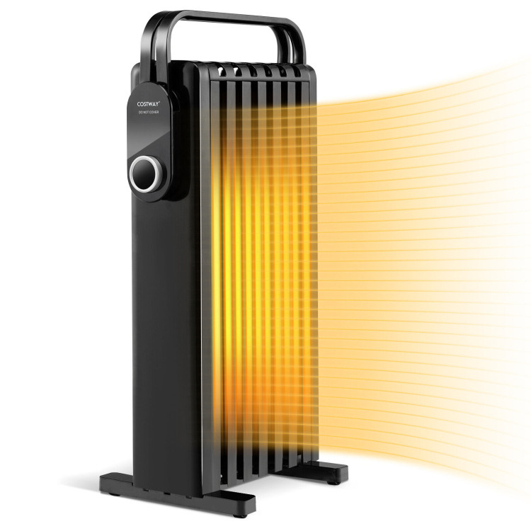 1500W Electric Space Heater Oil Filled Radiator Heater with Foldable Rack-BlackCostway Gallery View 1 of 10