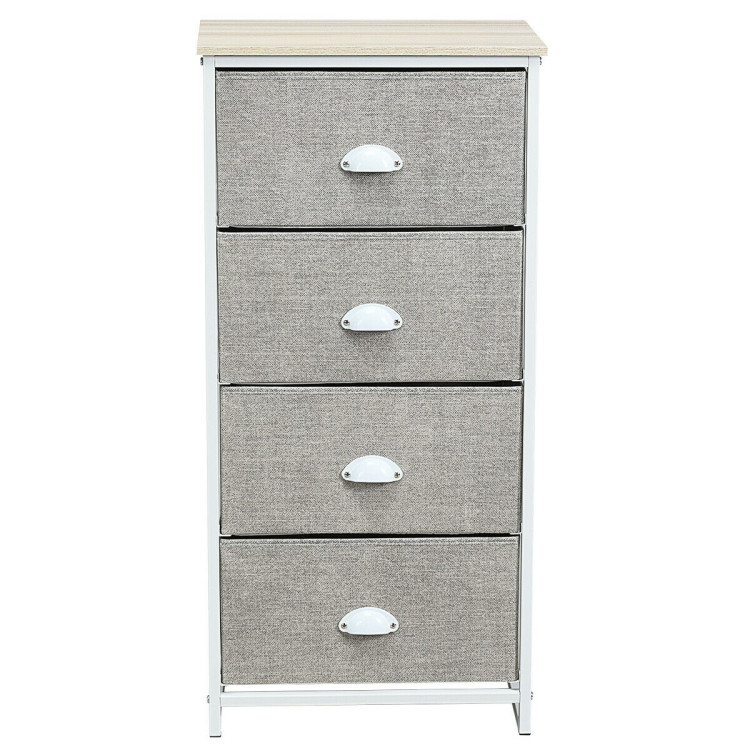 Chest Storage Tower Side Table Display Storage with 4 Drawers-GrayCostway Gallery View 6 of 13
