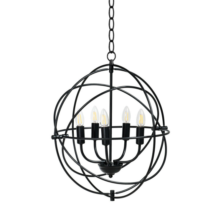20 Inch 5 Lights Metal Chandelier with Pivoting Interlocking RingsCostway Gallery View 8 of 13