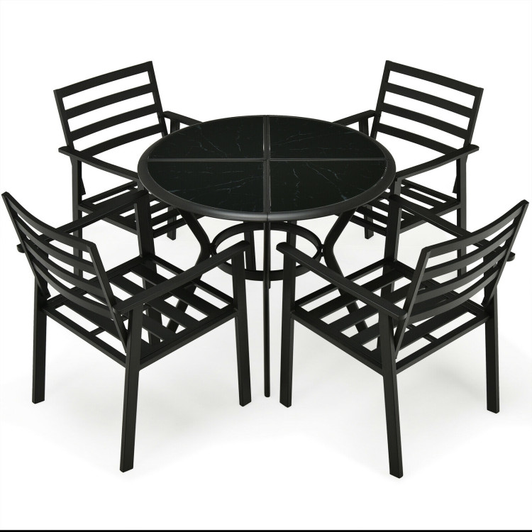 5 Pieces Outdoor Patio Dining Chair Table Set with CushionsCostway Gallery View 9 of 13