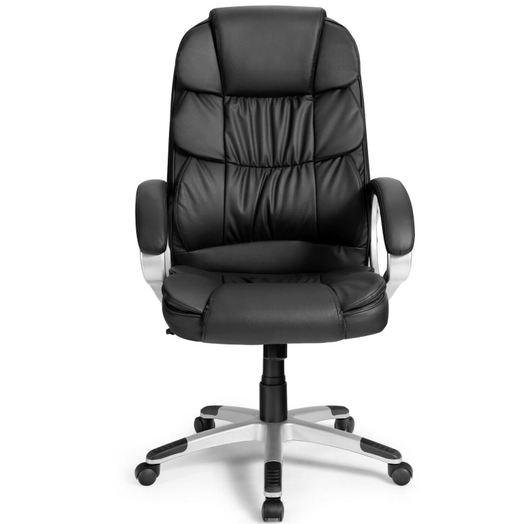 Ergonomic Office High Back Leather Adjustable Chair -BlackCostway Gallery View 4 of 10