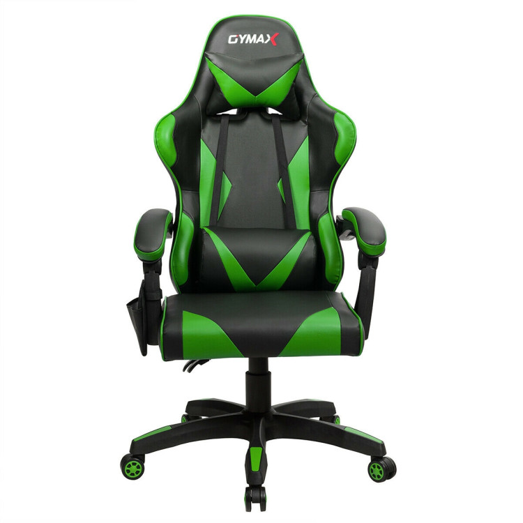 Gaming Chair Reclining Swivel with Massage Lumbar Support -GreenCostway Gallery View 7 of 12