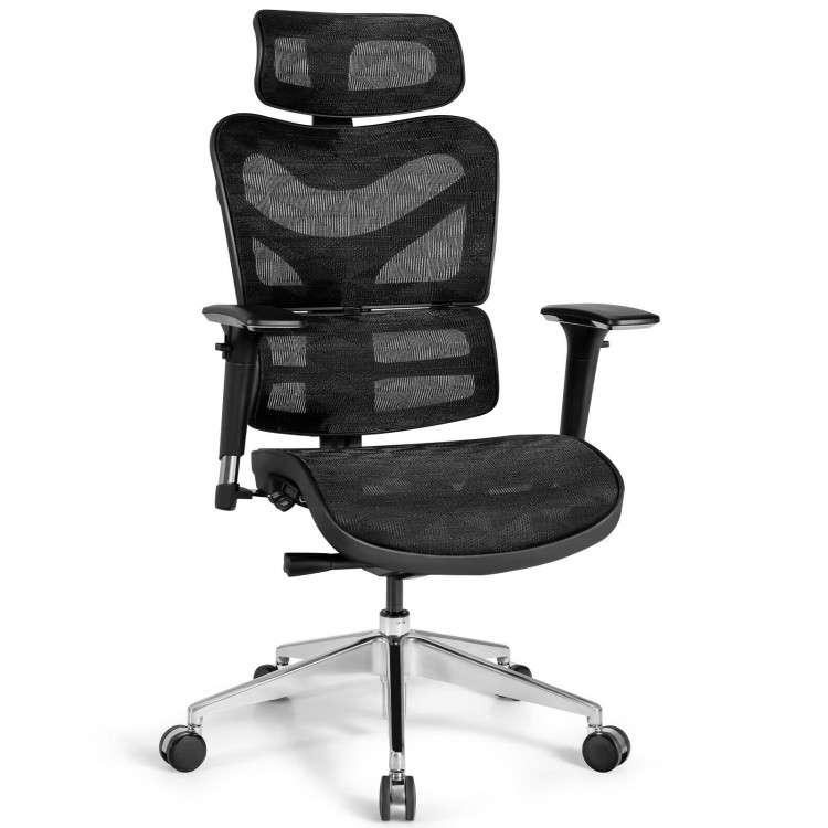 Ergonomic Mesh Adjustable High Back Office Chair with Lumbar Support-BlackCostway Gallery View 3 of 12