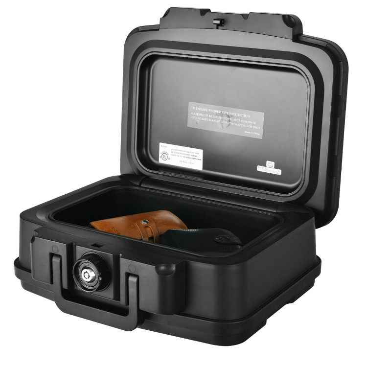 Fireproof Waterproof 30 Minute Safe Box with Lock and Handle-15.5 x 13 x 7 inchesCostway Gallery View 3 of 12