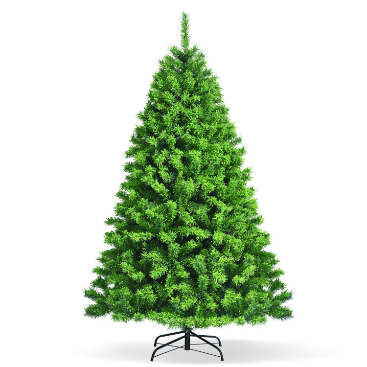 6.5 Feet Pre-Lit Hinged Christmas Tree Green Flocked with 924 Tips and 370 LED LightsCostway Gallery View 1 of 12