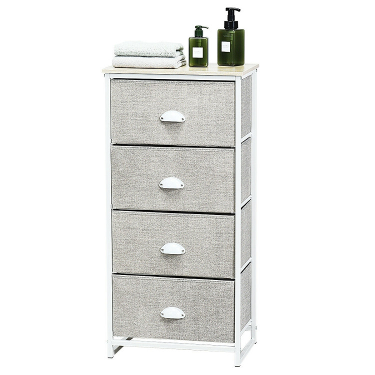 Chest Storage Tower Side Table Display Storage with 4 Drawers-GrayCostway Gallery View 7 of 13