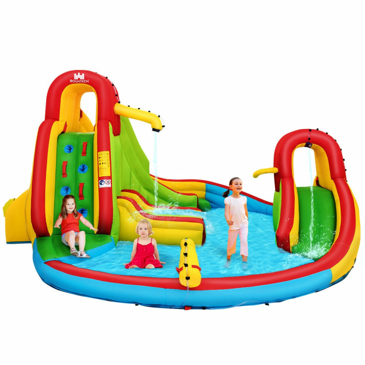 Kid's Inflatable Water Slide Bounce House with Climbing Wall and Pool Without BlowerCostway Gallery View 8 of 13