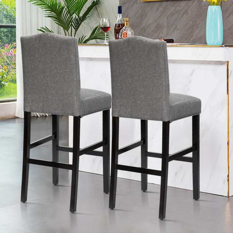 Set of 2 Counter Height Dining Side Barstools with Thick Cushion-GrayCostway Gallery View 2 of 7