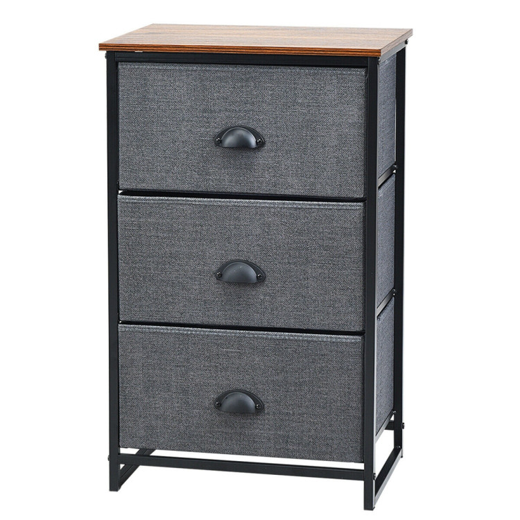 Nightstand Side Table Storage Tower Dresser Chest with 3 Drawers-BlackCostway Gallery View 8 of 13
