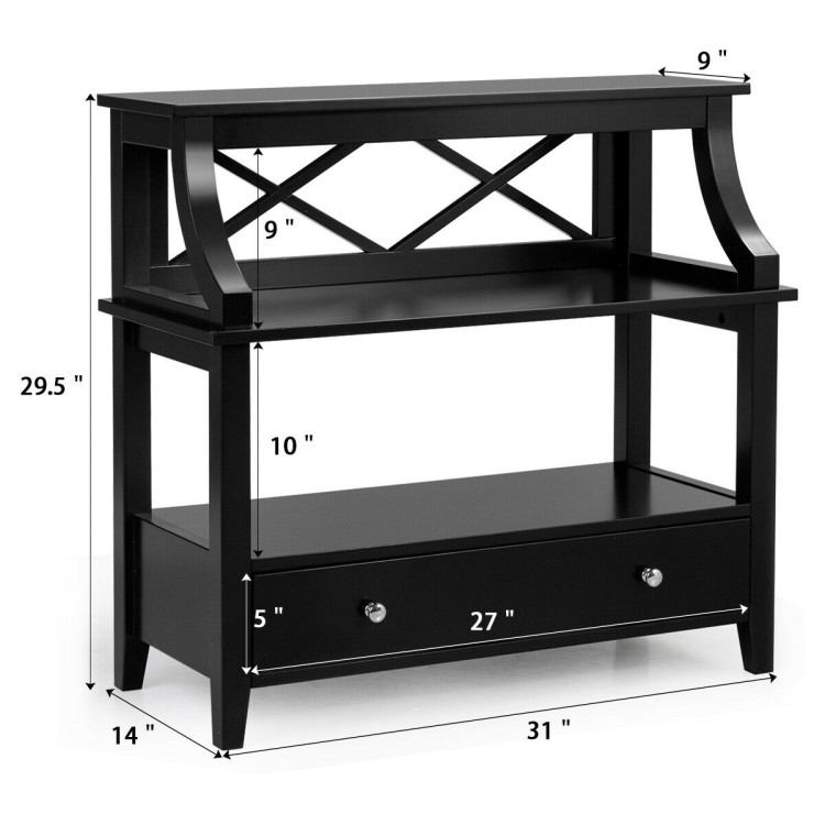 3-Tier Storage Rack End table Side Table with Slide Drawer -BlackCostway Gallery View 5 of 12