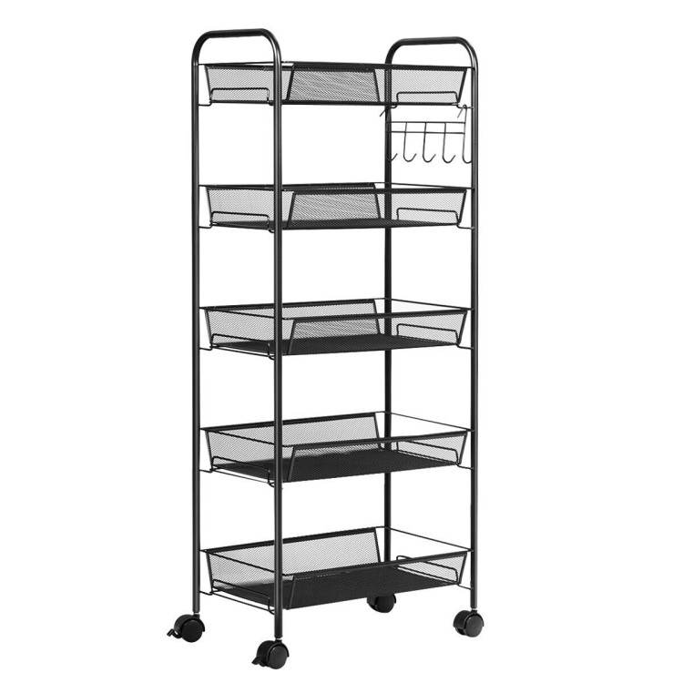 5 Tier Mesh Rolling File Utility Cart Storage Basket - Gallery View 1 of 12