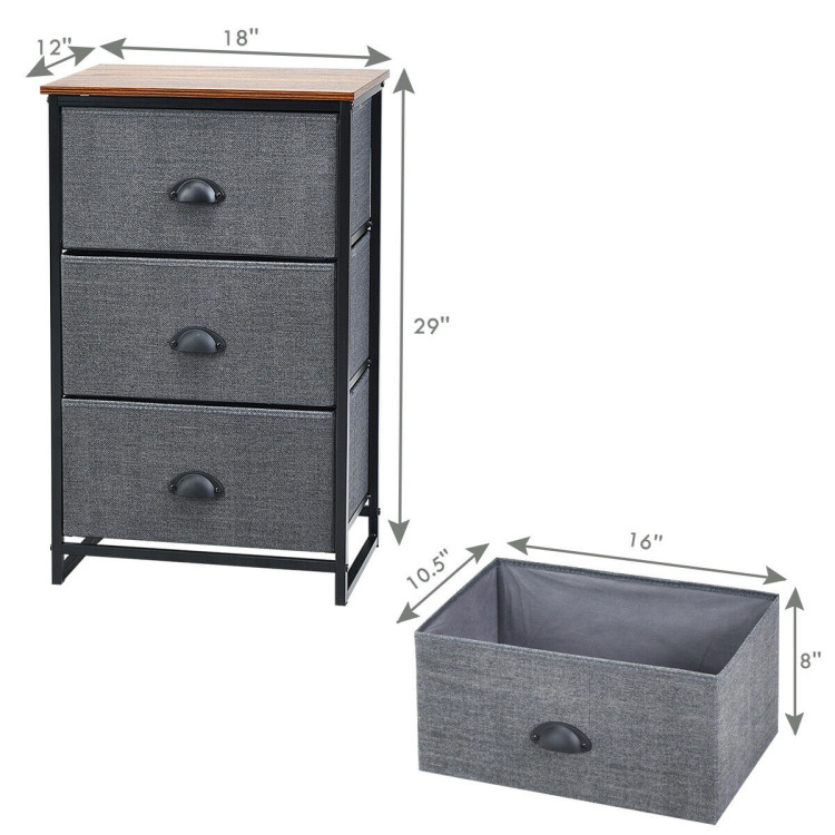 Nightstand Side Table Storage Tower Dresser Chest with 3 Drawers-BlackCostway Gallery View 13 of 13