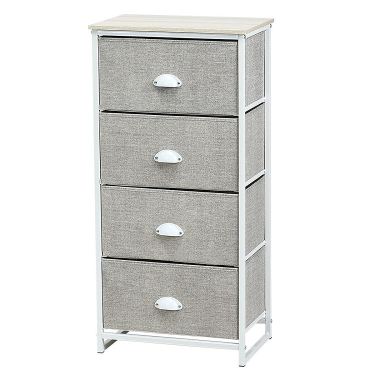 Chest Storage Tower Side Table Display Storage with 4 Drawers-GrayCostway Gallery View 8 of 13