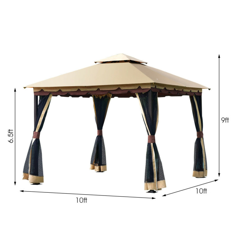 2-Tier 10 x 10 Feet Patio Shelter Awning Steel Gazebo CanopyCostway Gallery View 4 of 10